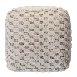 Hot Kirklands Home Flatweave Tufted Checker Wool Pouf