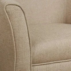 New Kirklands Home Flax Brown Modern Barrel Accent Chair Tan