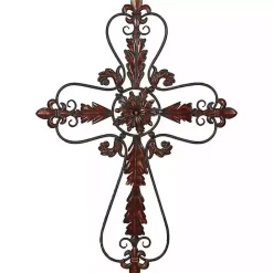 Sale Kirklands Home Fleur De Lis Metal Cross Wall Plaque Brown