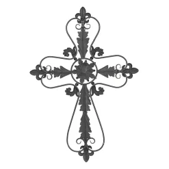 Sale Kirklands Home Fleur De Lis Metal Cross Wall Plaque Brown