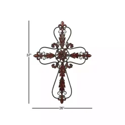 Sale Kirklands Home Fleur De Lis Metal Cross Wall Plaque Brown