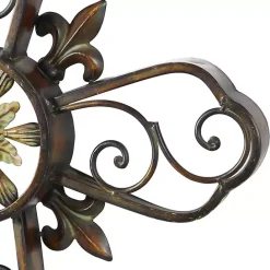 Outlet Kirklands Home Fleur De Lis Traditional Metal Cross Wall Plaque Brown
