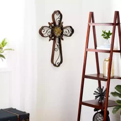 Outlet Kirklands Home Fleur De Lis Traditional Metal Cross Wall Plaque Brown