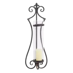 Discount Kirklands Home Fleur Distressed Black Iron Sconce, 31 in.