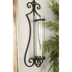 Discount Kirklands Home Fleur Distressed Black Iron Sconce, 31 in.