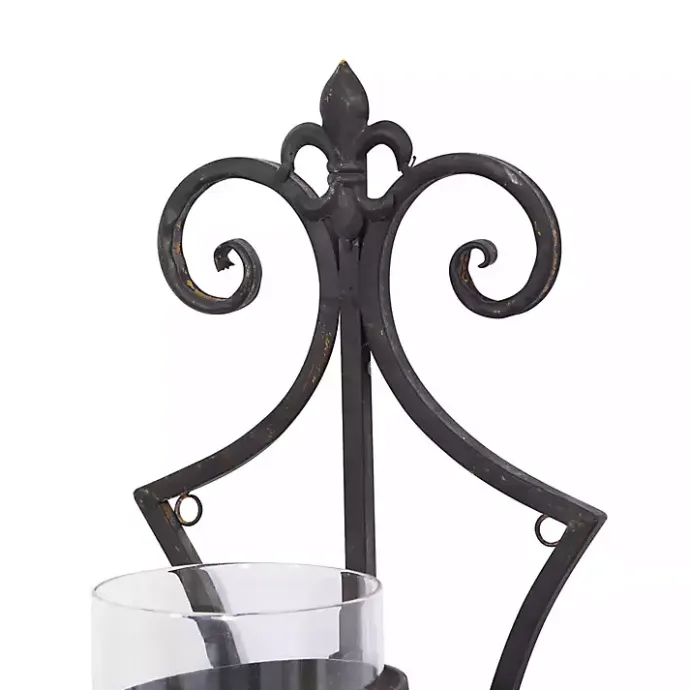 Discount Kirklands Home Fleur Distressed Black Iron Sconce, 31 in.