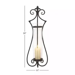 Discount Kirklands Home Fleur Distressed Black Iron Sconce, 31 in.