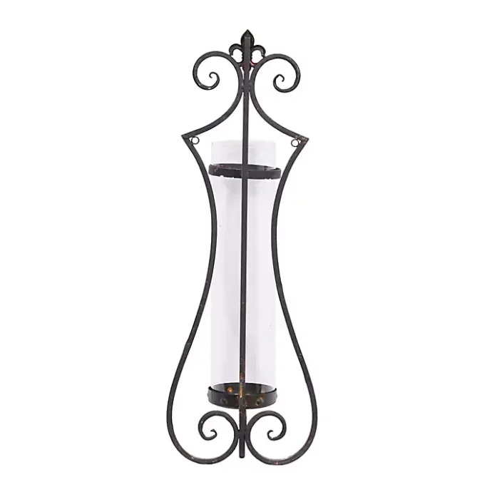 Discount Kirklands Home Fleur Distressed Black Iron Sconce, 31 in.