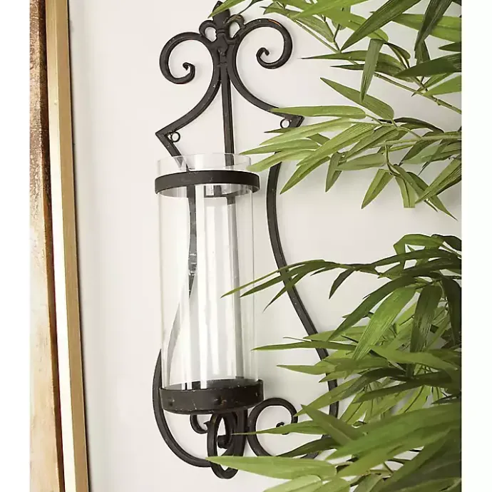 Discount Kirklands Home Fleur Distressed Black Iron Sconce, 25 in.