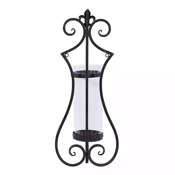 Discount Kirklands Home Fleur Distressed Black Iron Sconce, 25 in.