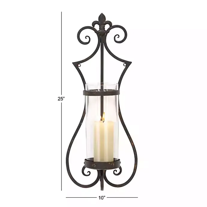 Discount Kirklands Home Fleur Distressed Black Iron Sconce, 25 in.