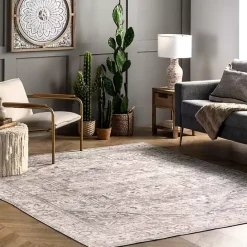 Sale Kirklands Home Flo Vintage Medallion Washable Area Rug, 6x9 Gray