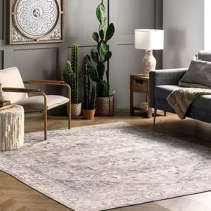 Sale Kirklands Home Flo Vintage Medallion Washable Area Rug, 6x9 Gray