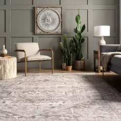 Sale Kirklands Home Flo Vintage Medallion Washable Area Rug, 6x9 Gray