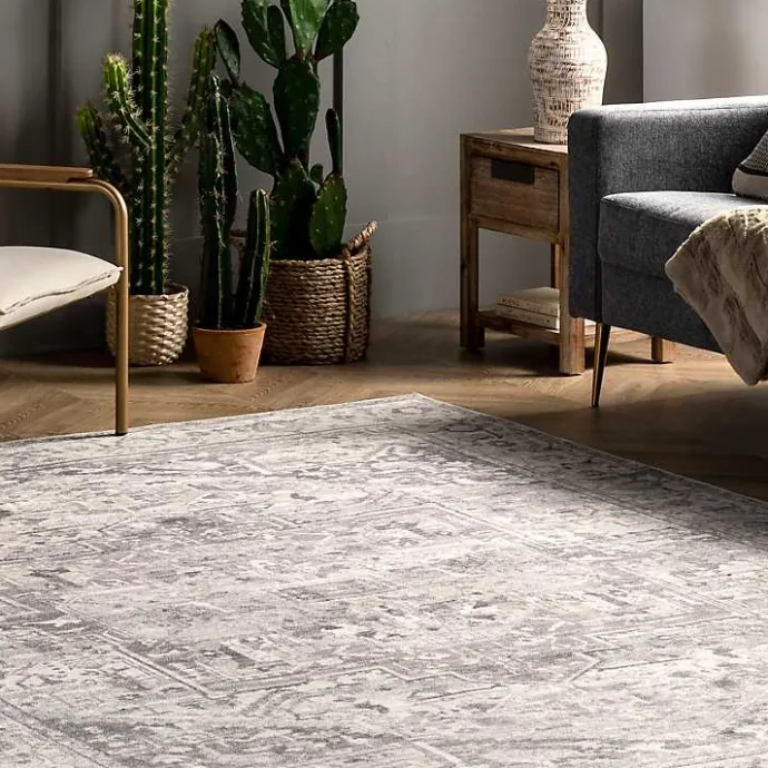 Sale Kirklands Home Flo Vintage Medallion Washable Area Rug, 6x9 Gray