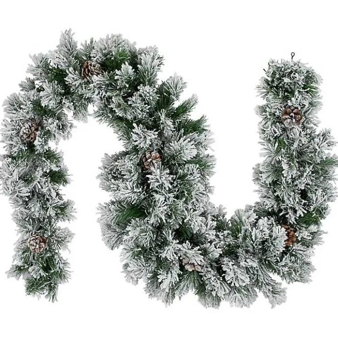 New Kirklands Home Flocked Angel Pine and Pinecones Garland