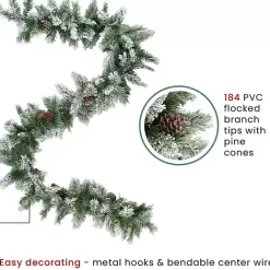 New Kirklands Home Flocked Angel Pine and Pinecones Garland