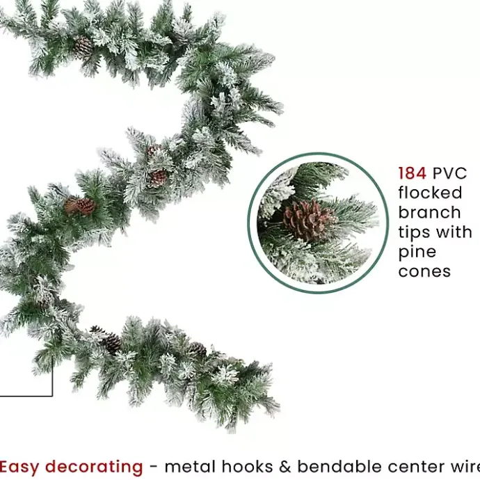New Kirklands Home Flocked Angel Pine and Pinecones Garland