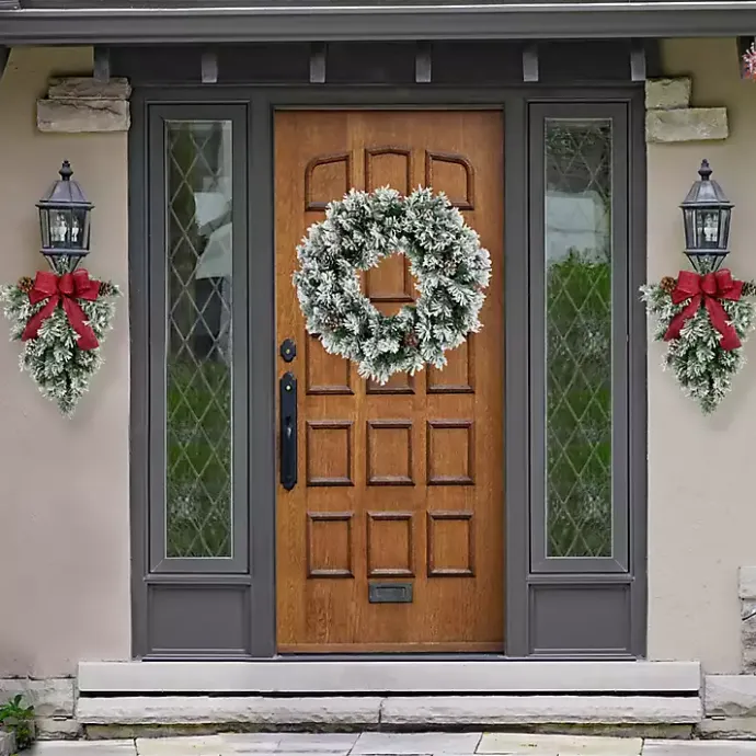 New Kirklands Home Flocked Angel Pine Wreath