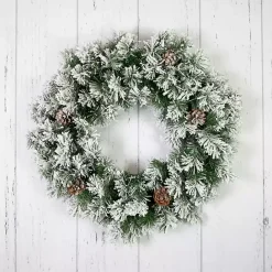 New Kirklands Home Flocked Angel Pine Wreath