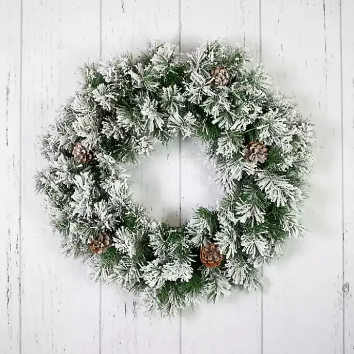 New Kirklands Home Flocked Angel Pine Wreath