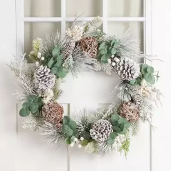 Best Kirklands Home Flocked Eucalyptus and Berry Christmas Wreath