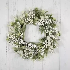 Best Kirklands Home Flocked Eucalyptus and Pine Christmas Wreath