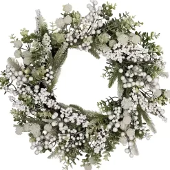 Best Kirklands Home Flocked Eucalyptus and Pine Christmas Wreath