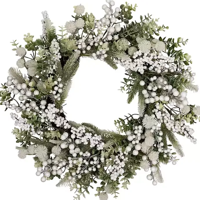 Best Kirklands Home Flocked Eucalyptus and Pine Christmas Wreath