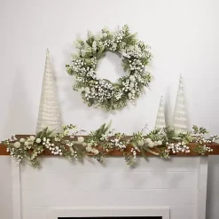 Best Kirklands Home Flocked Eucalyptus and Pine Christmas Wreath
