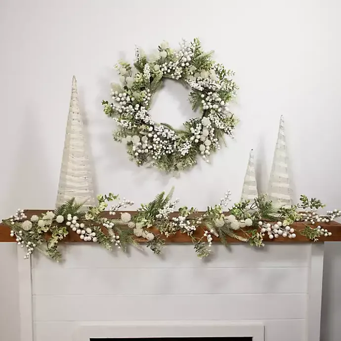 Best Kirklands Home Flocked Eucalyptus and Pine Christmas Wreath