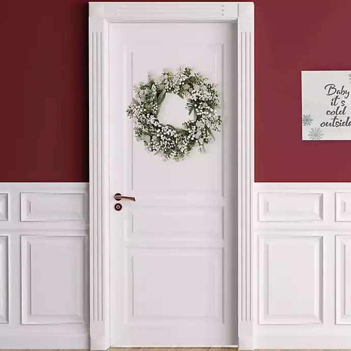 Best Kirklands Home Flocked Eucalyptus and Pine Christmas Wreath