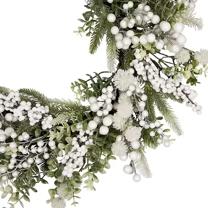Best Kirklands Home Flocked Eucalyptus and Pine Christmas Wreath