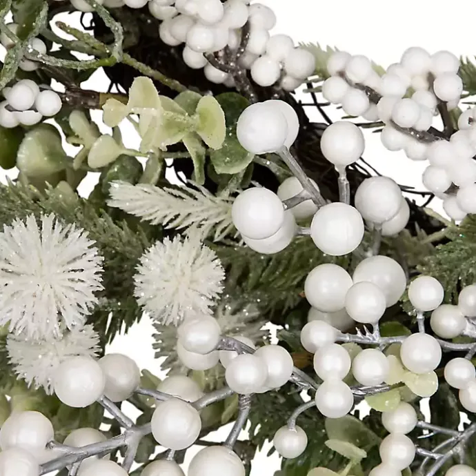 Best Kirklands Home Flocked Eucalyptus and Pine Christmas Wreath