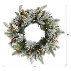 Discount Kirklands Home Flocked Evergreen and Mixed Berry LED Wreath