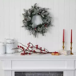 Discount Kirklands Home Flocked Evergreen and Mixed Berry LED Wreath
