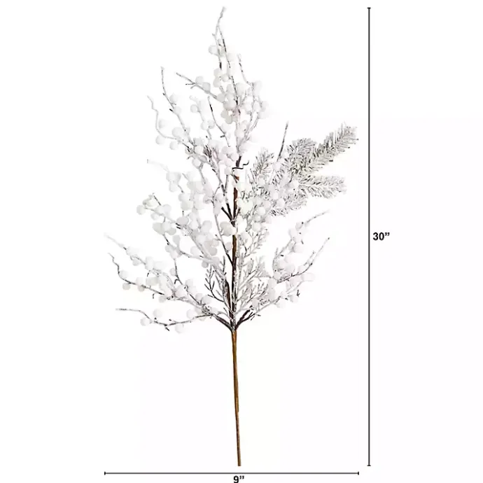 Clearance Kirklands Home Flocked Holly Berry Stems, Set of 3 White