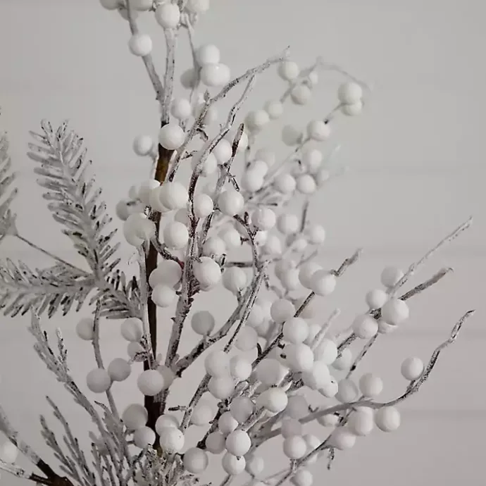 Clearance Kirklands Home Flocked Holly Berry Stems, Set of 3 White