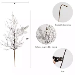 Clearance Kirklands Home Flocked Holly Berry Stems, Set of 3 White