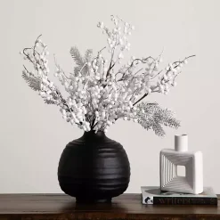 Clearance Kirklands Home Flocked Holly Berry Stems, Set of 3 White