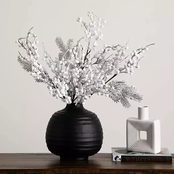 Clearance Kirklands Home Flocked Holly Berry Stems, Set of 3 White