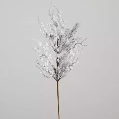 Clearance Kirklands Home Flocked Holly Berry Stems, Set of 3 White