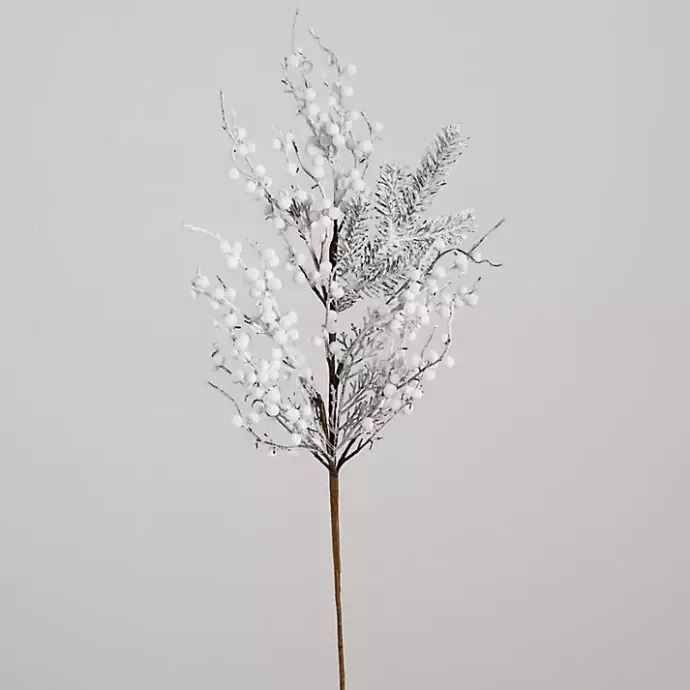 Clearance Kirklands Home Flocked Holly Berry Stems, Set of 3 White