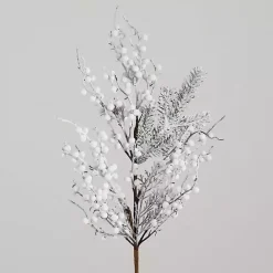 Clearance Kirklands Home Flocked Holly Berry Stems, Set of 3 White