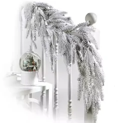 Discount Kirklands Home Flocked Weeping Noble Fir Garland White