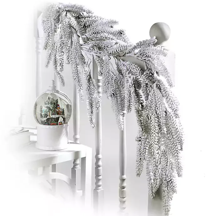 Discount Kirklands Home Flocked Weeping Noble Fir Garland White