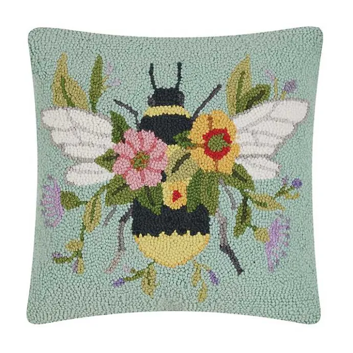 Sale Kirklands Home Floral Bee Hooked Throw Pillow