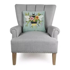 Sale Kirklands Home Floral Bee Hooked Throw Pillow