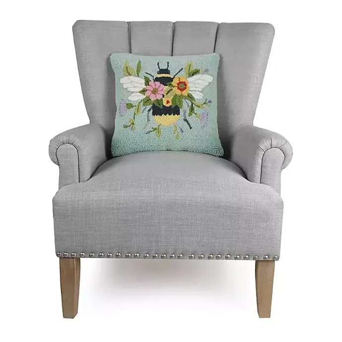 Sale Kirklands Home Floral Bee Hooked Throw Pillow