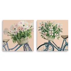 Online Kirklands Home Floral Bikes Canvas Art Prints, Set of 2